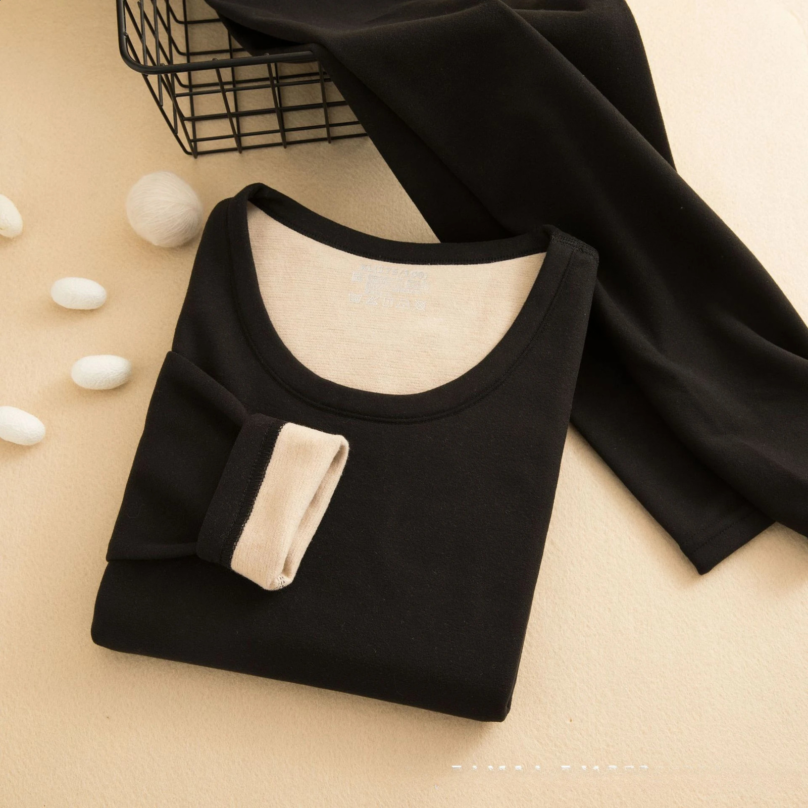 Wool Silk Thermal Underwear Set Double-sided Cashmere Long Johns Plus Cashmere Thick Autumn Winter for Men Women Warm Underwear 241105