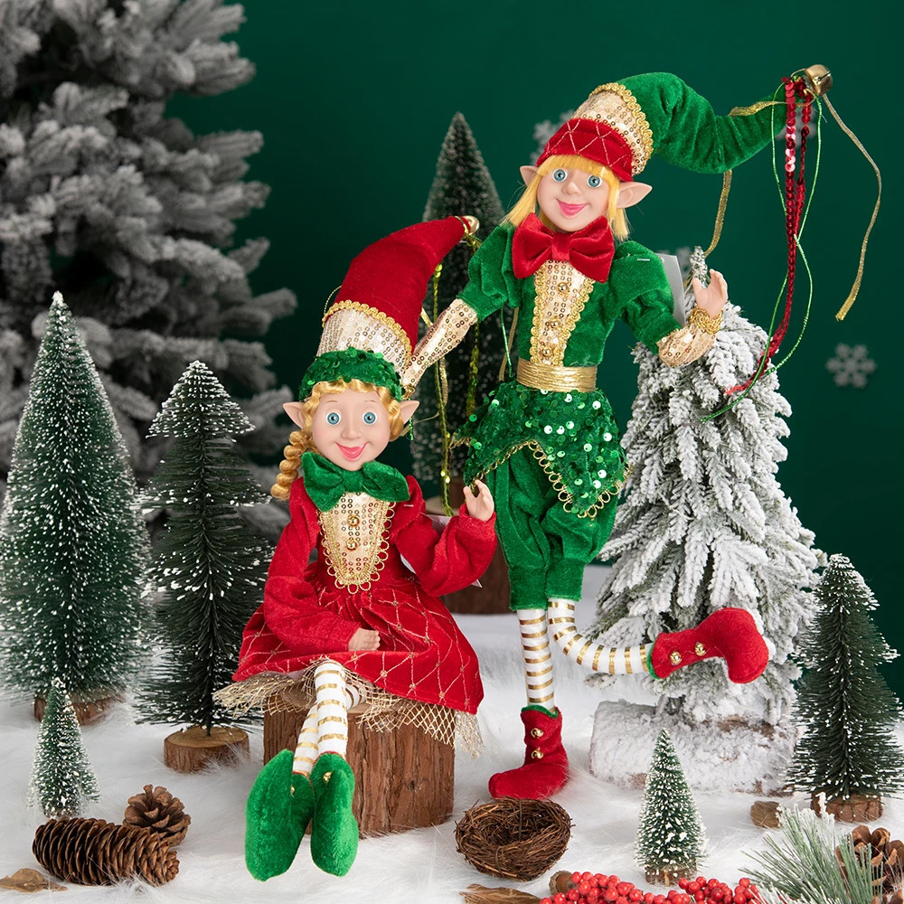Christmas Elf Bendable Christmas Elves 19.6in Christmas Ornaments Magical Genie Boys and Girls 2 PCS Set 241104