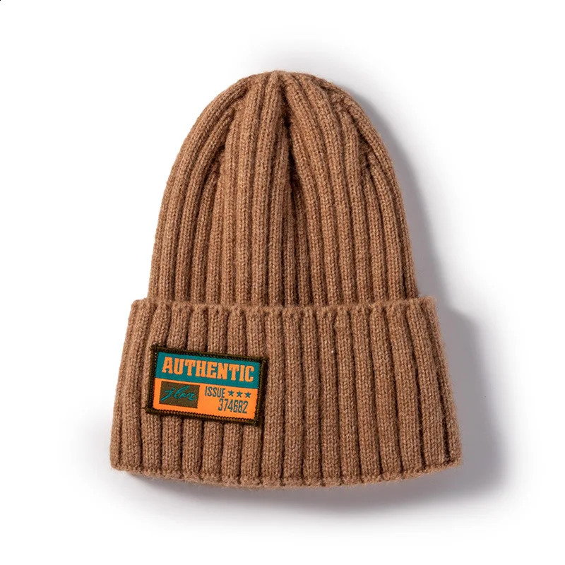 Korean Letter Beanie Hat Fashion Women Cloth Label Caps Autumn Winter Outdoor Warm Couple Knitted Hats Solid Color Simple Cap 241105