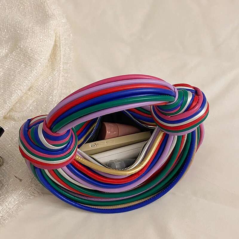 New Colourful Rainbow Noodles Shaped Designer Women Lady Handbag Underarm Bag Woman Totes Purses Clutch Party Dinner Bags
