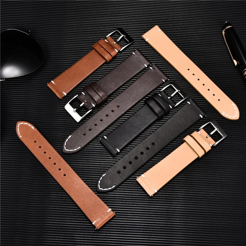 Quick Release Watch Band for Men Women 16mm 18mm 20mm 22mm 24mm Watchband Genuine Leather Strap Replacement Belt 241105
