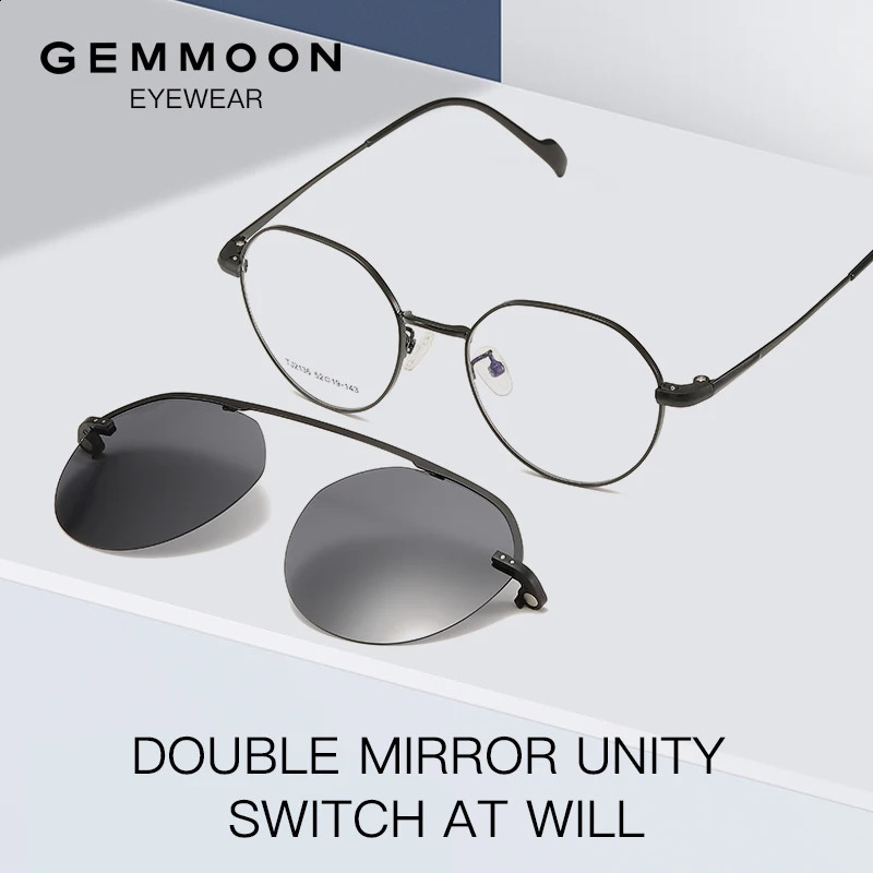 Myopia Glasses Male With Magnetic Sunglasses Clip Set Mirror Irregular Round Frame Retro Literary Fashion Glasses 241105