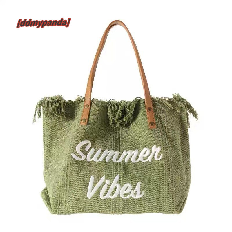 2022 new beach travel tote fashionable and simple tassel mommy large capacity single shoulder bag, trendy #17 ddmypanda