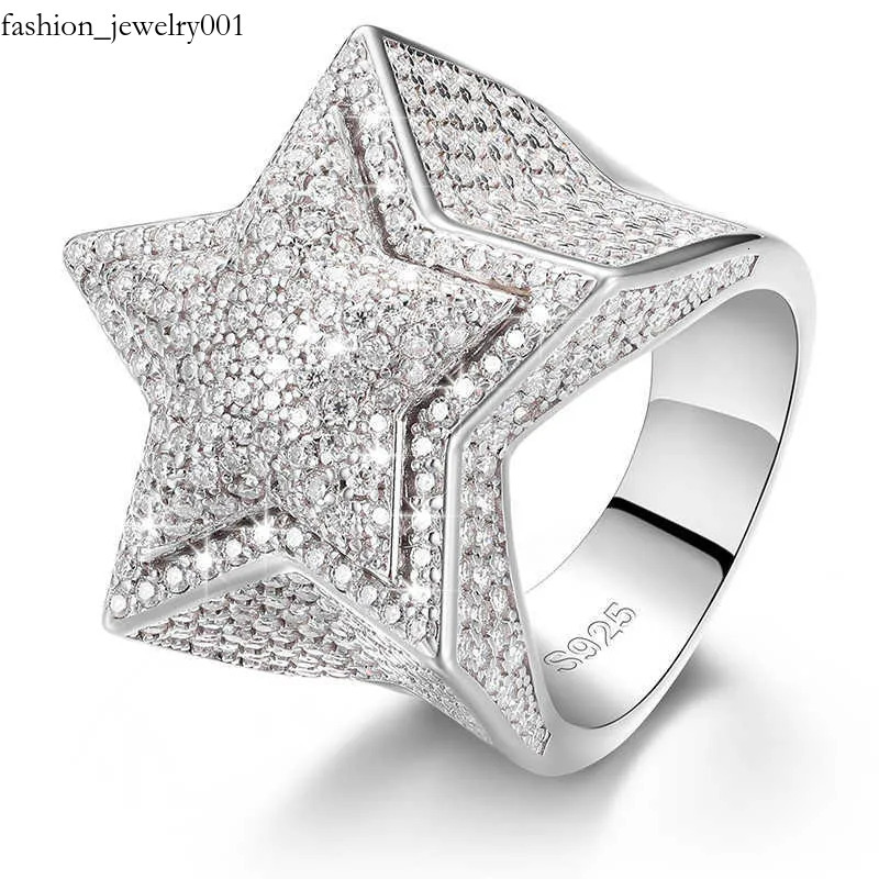 Band Rings Hiphop Men Women Fine Jewelry Iced Out Gold Plated Sterg Sier VVS Moissanite Dia Star Ring With GRA Certificate