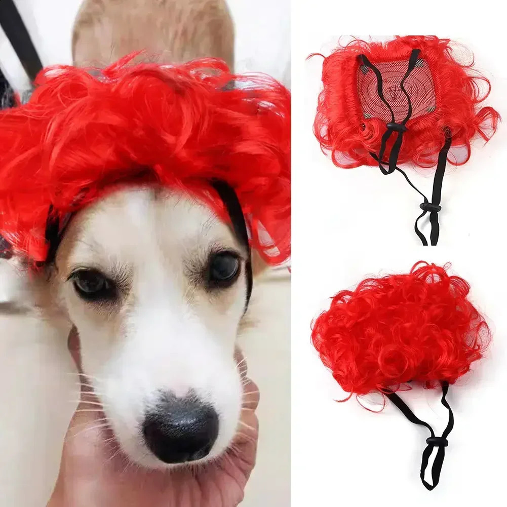 Pet Wigs Cosplay Props Funny Dogs Cats Cross-Dressing Hair Hat Costumes Head Accessories For Halloowen Christmas Pet Supplies 241212