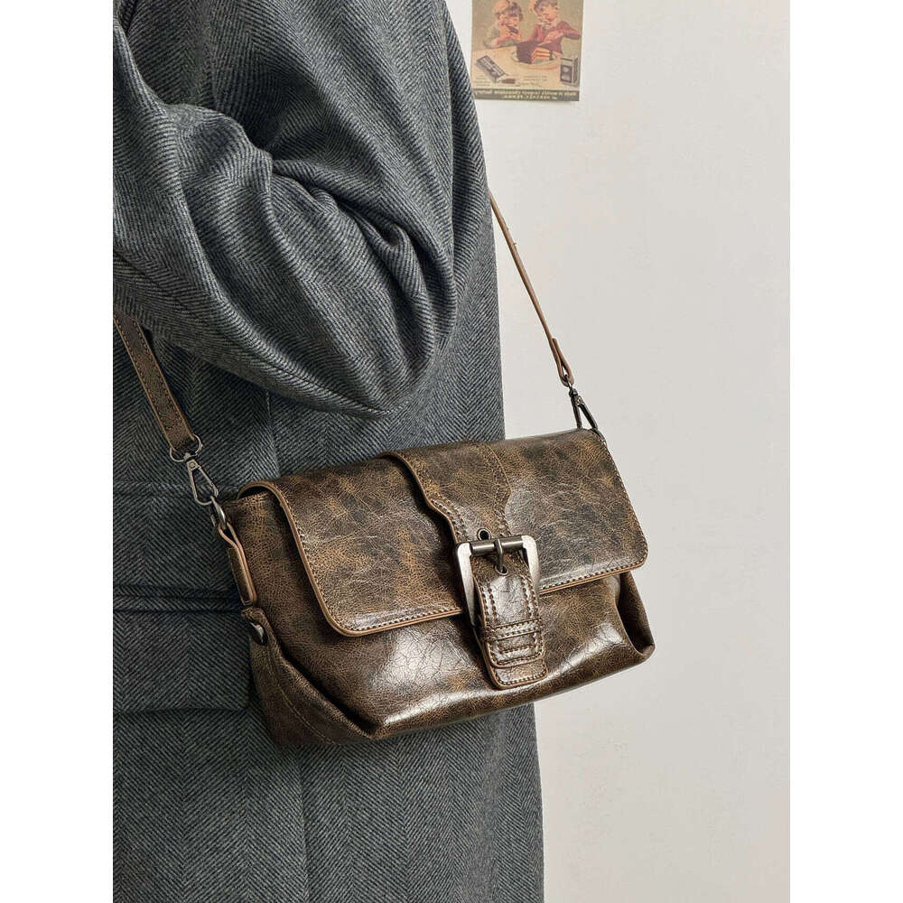 Designer Bag JIAERDI Vintage Brown Underarm Bag Women New Retro Handle Crocodile Pattern Casual Y2k Handbag Ladies Harajuku Solid Bolsa 2024 handbag