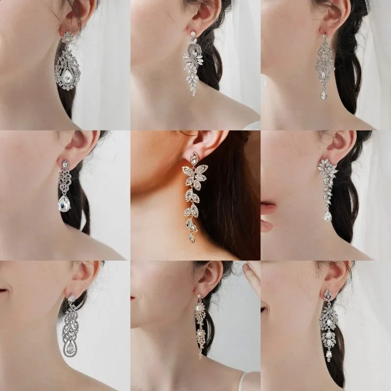 Vintage Alloy Rhinestone Earrings Womens Daily Accessories Earrings Light Atmospheric Bridal Earr Stud Christmas 241105