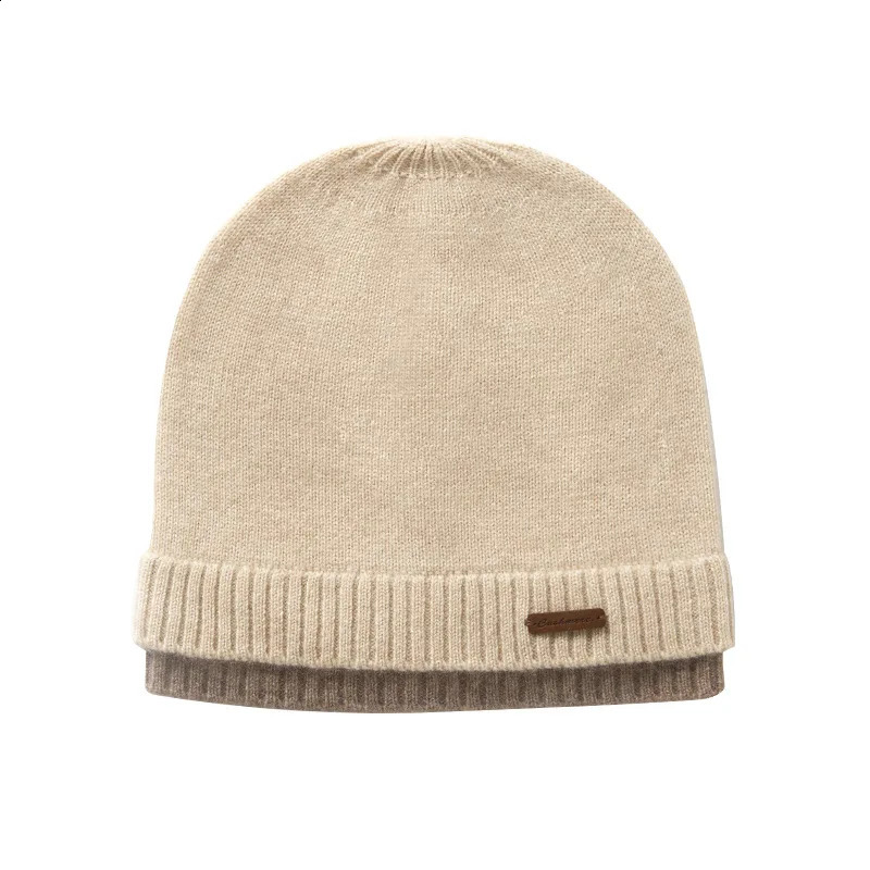 Soft Waxy Cashmere Hat Spring And Autumn Womens HighEnd DoubleLayer Color Knitted Warm Fashionable Baotou Casual 241105