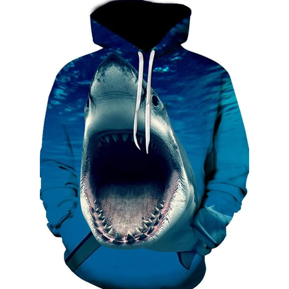 Hoodie for Mens Womens Men Women Fashion 3D Print Hoodie Sweatshirt Funny Shark Hooded Pullover Graphic Hoodies sweatshirt Fashionable and cool