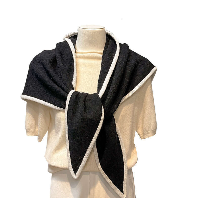 100% wool shawl autumn and winter knitted women's multi series method neck protection triangle scarf knotted camisole