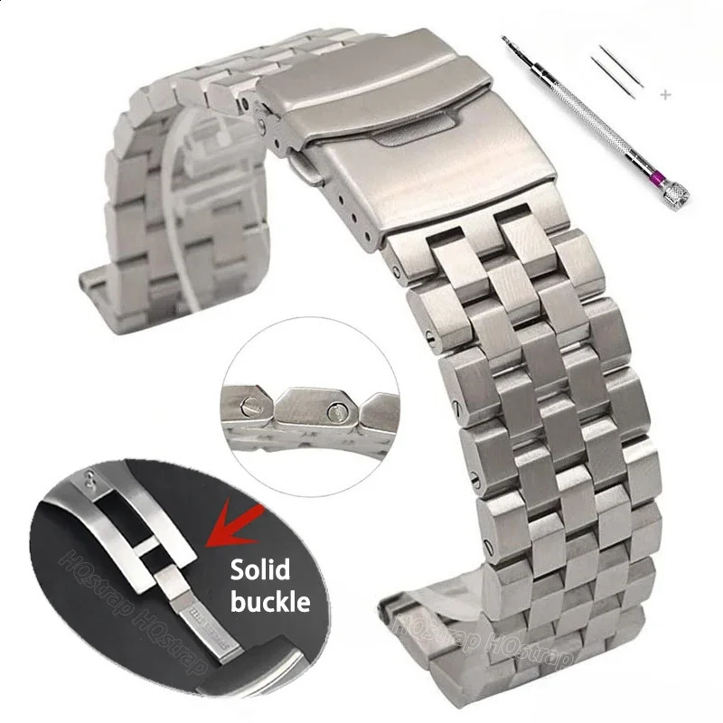 Full Solid Stainless Steel Strap 18mm 20mm 22mm 24mm 26 High Quality Watch Band Flat Interface Wristband with Tool Accessories 241105