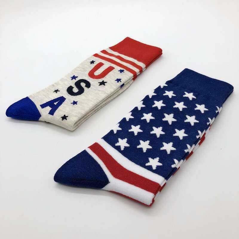 shanshi men socks Men's American Flag Edition Long Spring and Autumn Collection Sweat Absorbing Breathable Jacquard Letter Socks