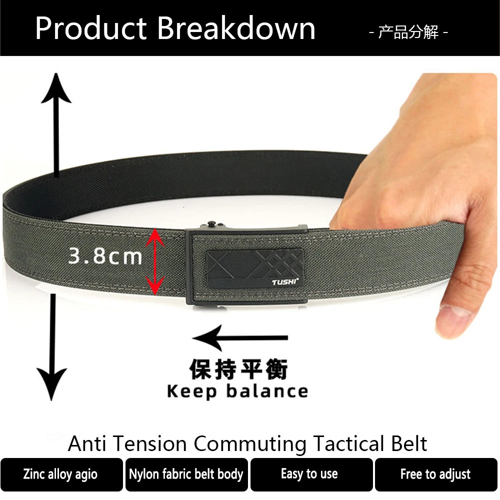 TUSHI Military Gun Belt for Men Nylon Metal Automatic Buckle Duty Belt Tactical Outdoor Girdle IPSC Accessories 241024