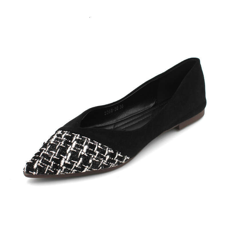 2023 Autumn New Internet Celebrity Versatile Small Fragrant Style Pointed Shallow Mouth Flat Single Women's Soft Soled Bean Shoes