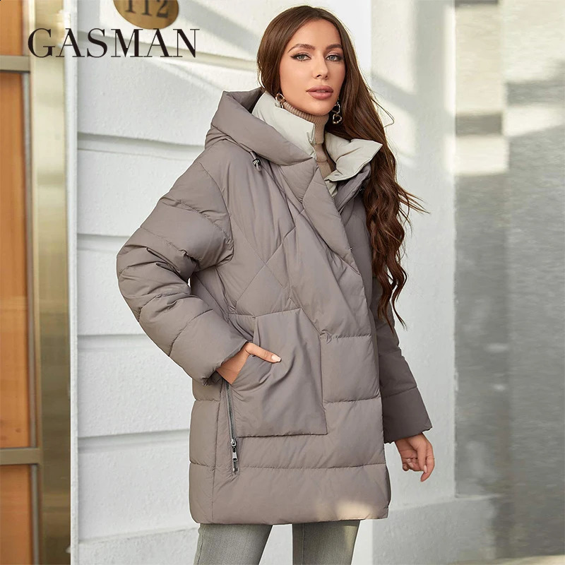 GASMAN Winter Parkas Womens Medium Length Slim Casual Hooded Warm Down Jackets Female Coats Women 83918 241105