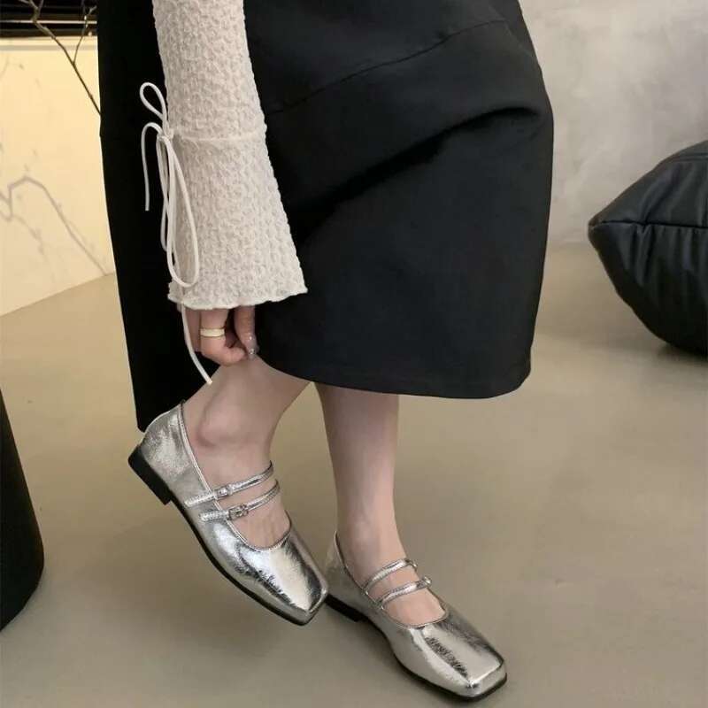Designer Spring Women Mary Jane Fashion Square Toe Ladies Soft Sole Flats Women's Comfort Ballerinas Shoes