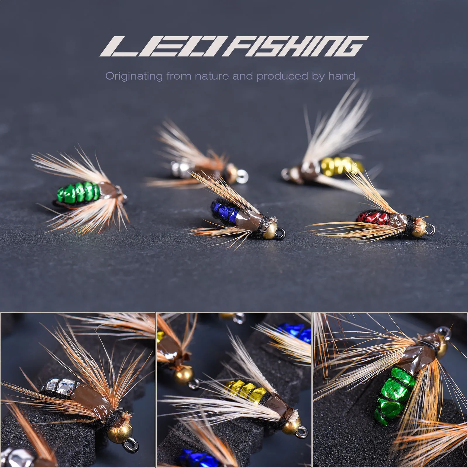 Fly Hook Fishing Bionic Nymph Lure 5 Colors 50 Pack Bee Stream Trout Bait Carp 241105