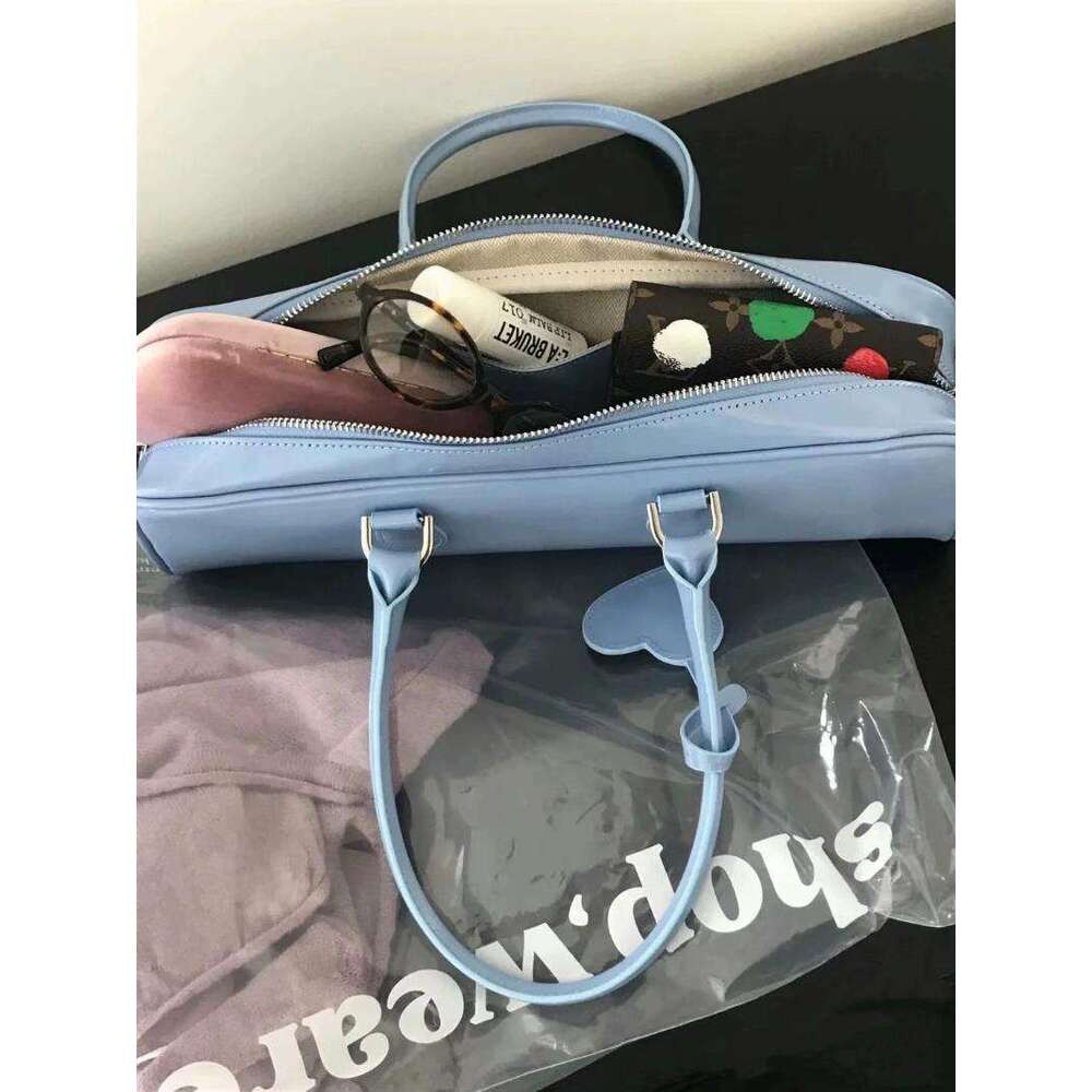 Designer Bag JIAERDI Hot Girls Blue Handbag Purses Women High Street Leather Heart Chic Casual Shoulder Bags Ladies Vintage Underarm Bag Y2k handbag