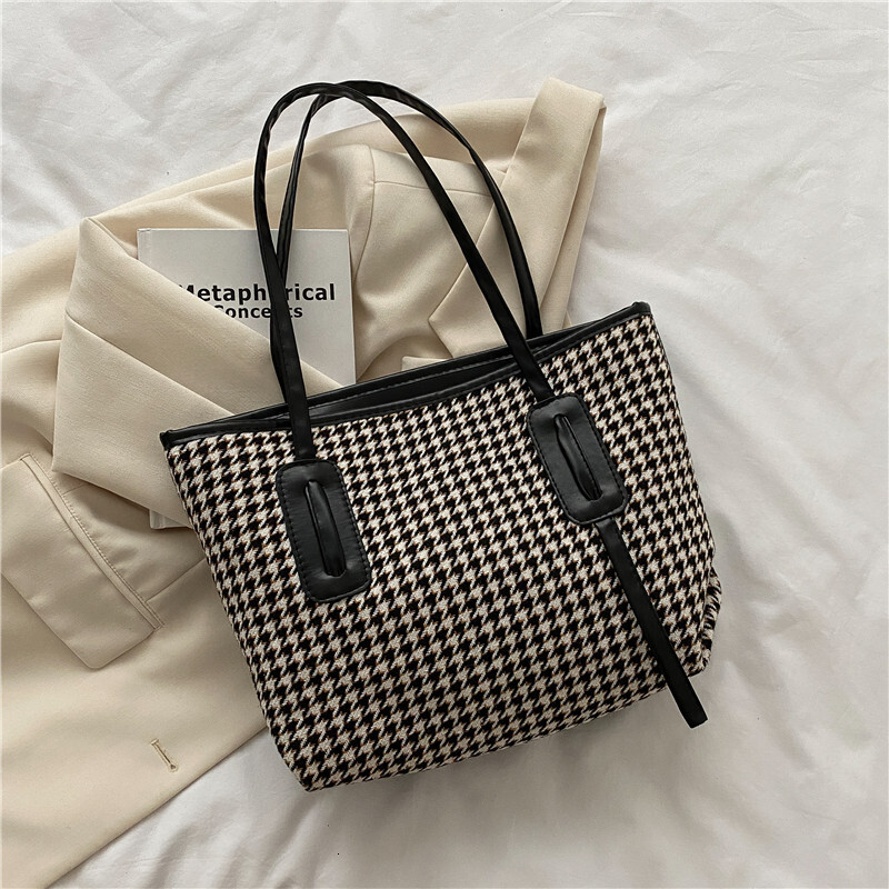 Designer's Autumn/Winter New Women's Large Capacity Handbag Korean Edition Fashion Thousand Bird Grid Casual Shoulder Bag