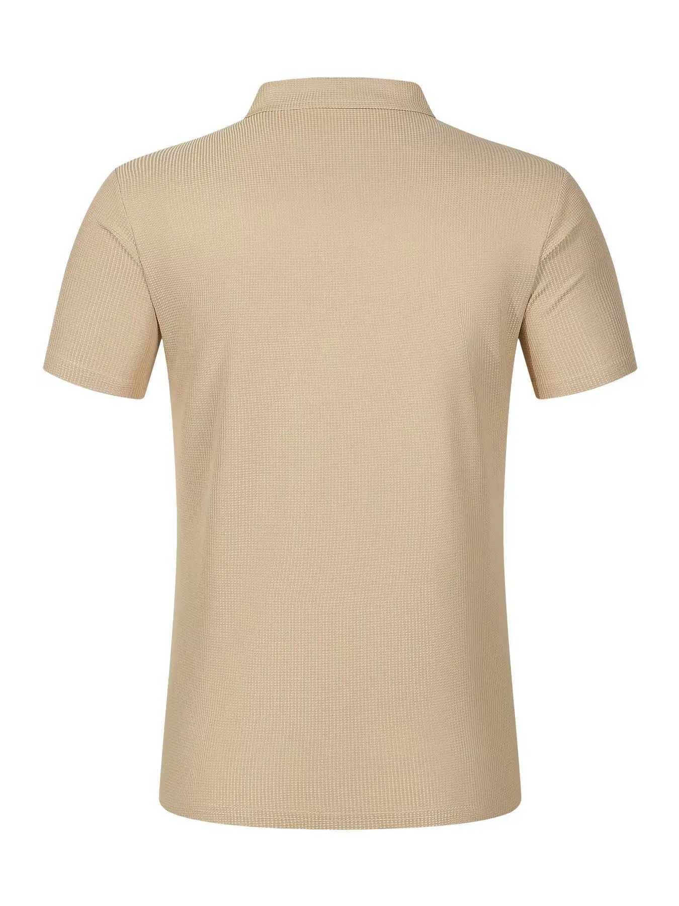 Mens casual cotton lapel new fashion sports solid color zipper front shirt pocket decoration W241104