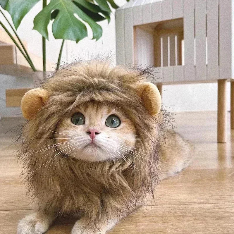 Cat Cosplay Dress Up Pet Hat Lion Mane for Cat Puppy Lion Wig Costume Party Decoration Halloween Christmas GatosPet Supplies 241212