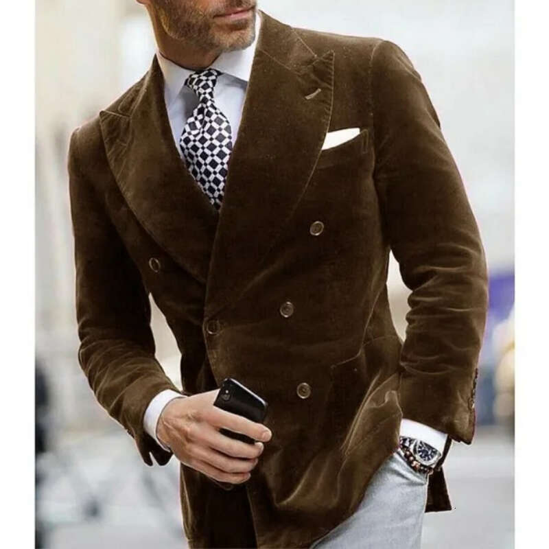 Veet Smoking Jacket Slim Fit 2024 Double Breasted Male Fashion Blazer 1 Piece Custom Made Italian Style Man Suit Coat