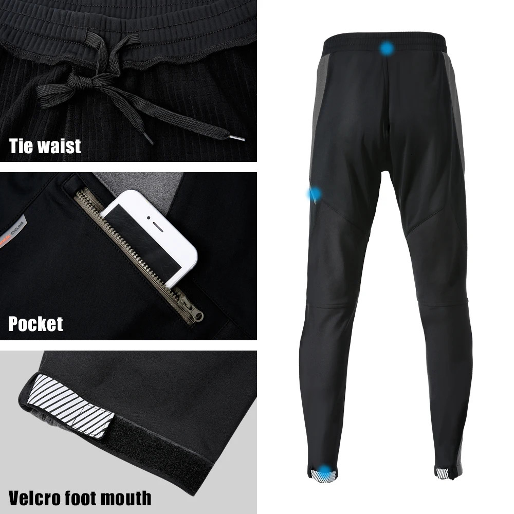 Santic Winter Cycling Pants Men Warm Windproof Road Bicycle Trousers Adjust Waist Cycling Pant Reflective No Padded Gym Clothing 241104