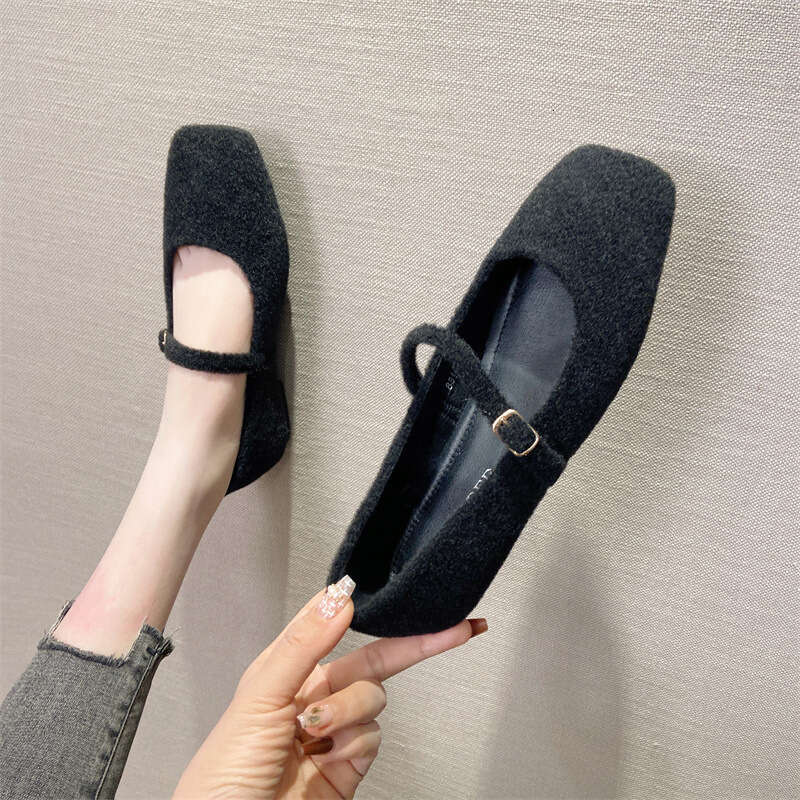 Evening Soft Sole Square Toe Shallow Mouth Single Shoe For Women, Spring 2024 New Style With Flat Bottom Mary Jane Shoes