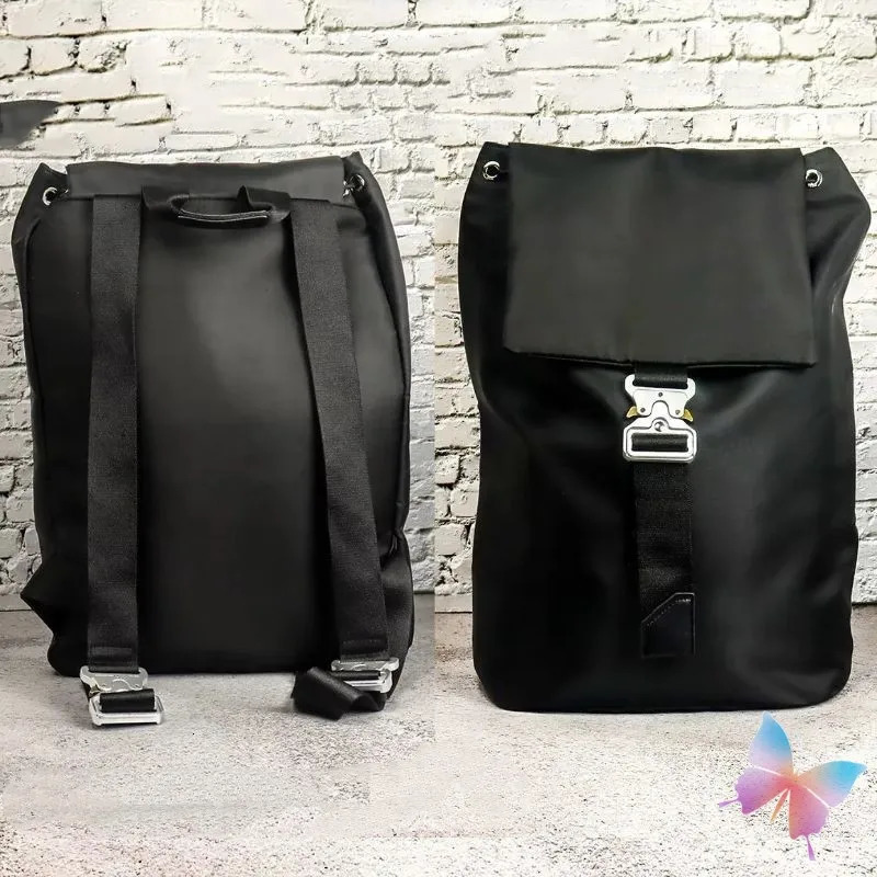 24ss black 1017 ALYX 9SM backpack with large capacity pull rod nylon function tactical metal socket letter flip bucket bag 241104
