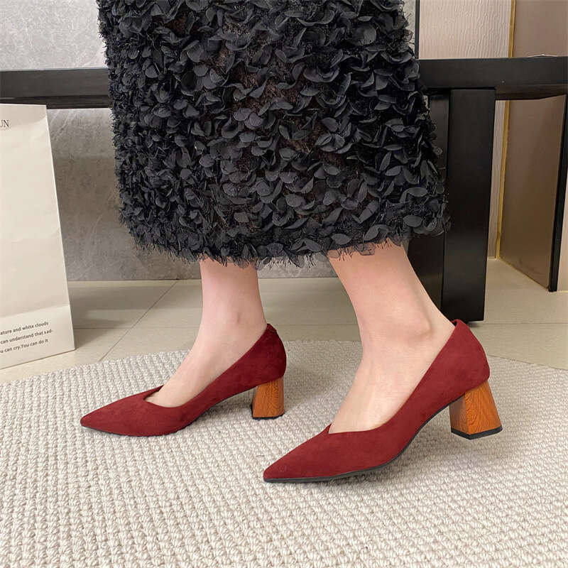 Korean Version Of Black High Professional Etiquette, Formal Attire, Interview, Pointed Toe, Medium Thick Heels, Wedding Commuting Temperament, Women&#