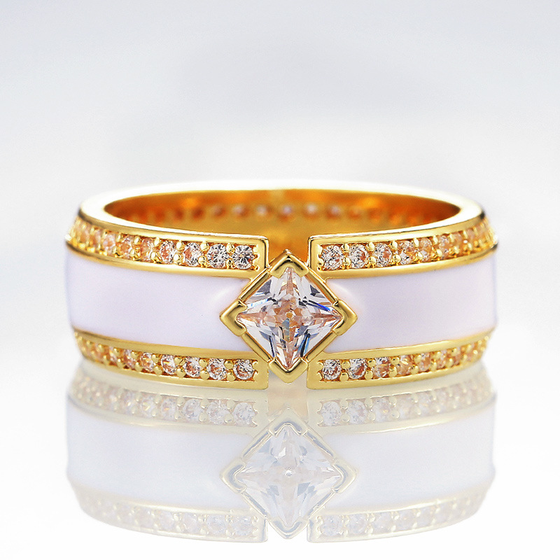 Choucong Elegant Wedding Rings Vintage Jewelry 18k Gold Fill Princess Cut White Cubic Zircon CZ Diamond Eternity Women Wedding Band Ring Gift Fashion 