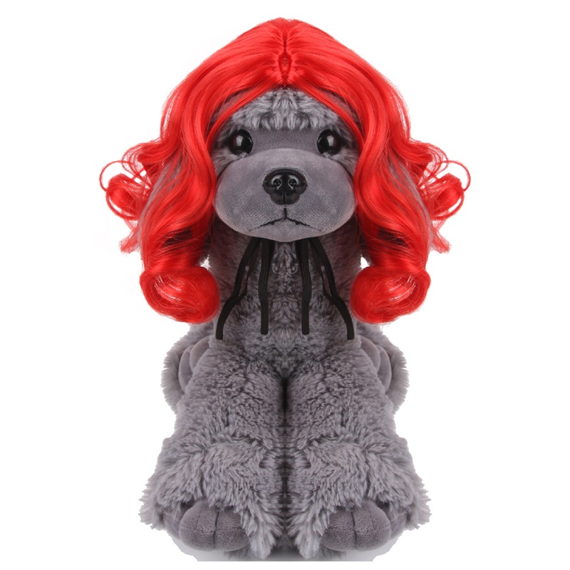 Dog wig funny pet hair accessories cat bangs headgear trimmable pet costume cosplay decoration colorful multi style grooming brown red 10 45md