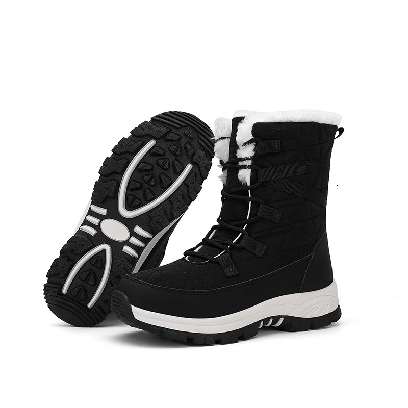 White 2021 Women Winter Snow Boots Waterproof Fur Ed Frosty Warm Anti-Slip Furry Ankle Shoes Outdoor Mujer