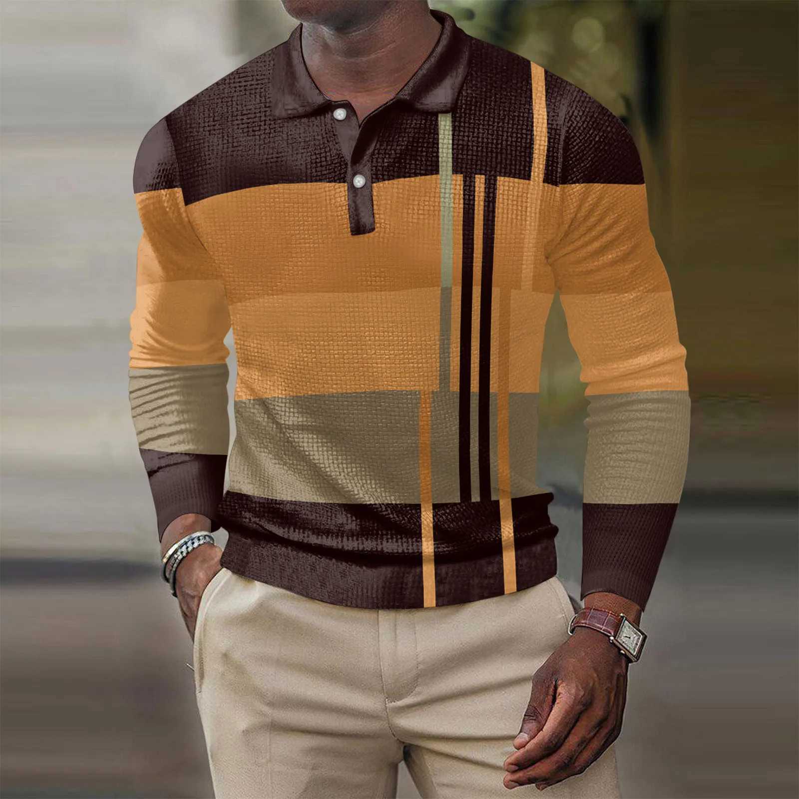 New mens casual long slip shirt fashionable 3D printed top W241104