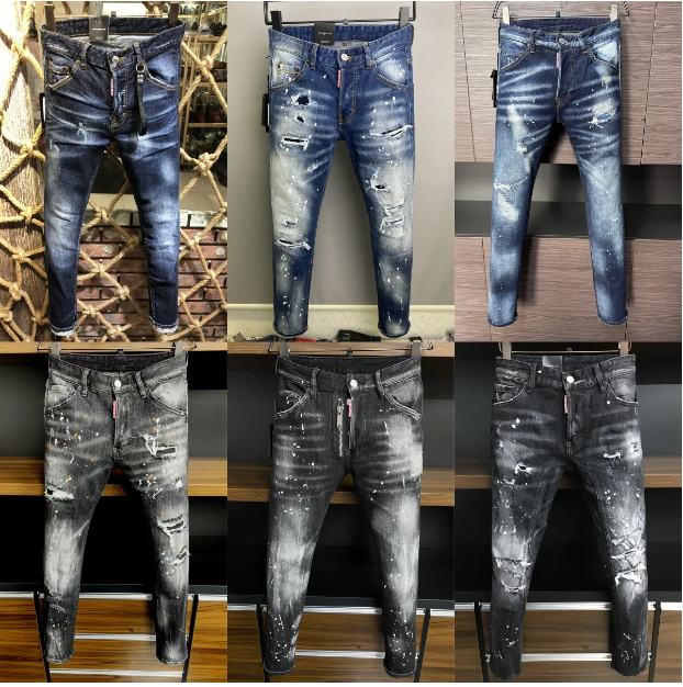 2024 New designer jeans Black Hip Hop Rock hot Jean shorts Uomo Knee Jean Casual mens Embroidery jeans Luxury Ripped Jeans pants for men Womens COOLGUY JEANS Denim 02 83