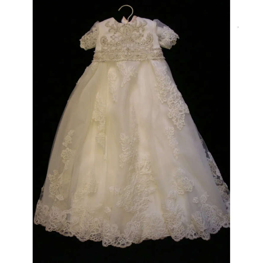 Sale Toddel Hot Christening Gowns Baby Jewel Neck Lace Applique Pearls Baptism Dresses Wer Girls Dress For Weddings With Bonnet