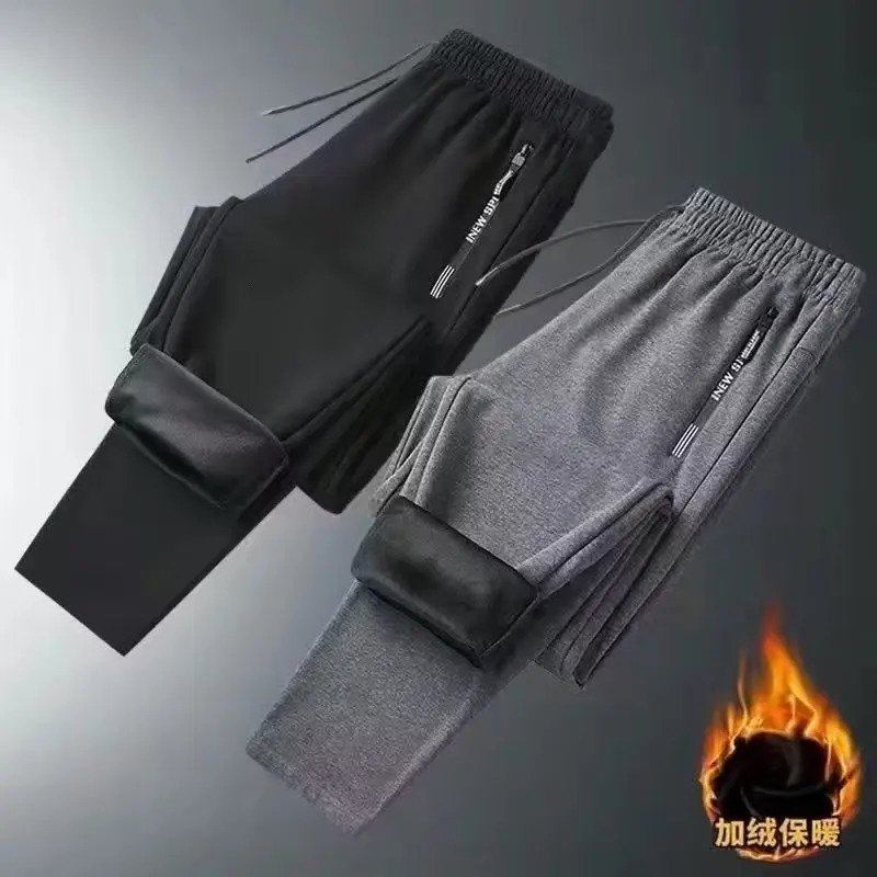 Winter Thickened Waterproof and Windproof Cotton Pants Jogger Men Baggy Casual Sherpa Trousers Boy Clothes Sweatpants Hose 241104