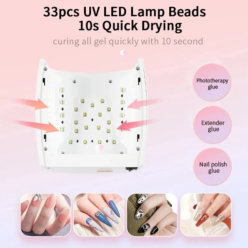 Rechargeable UV LED Nail Lamp 66W Cordless Nail Dryer for Gel Polish Professional Nail Art Manicure Tools for Home and Salon 241104