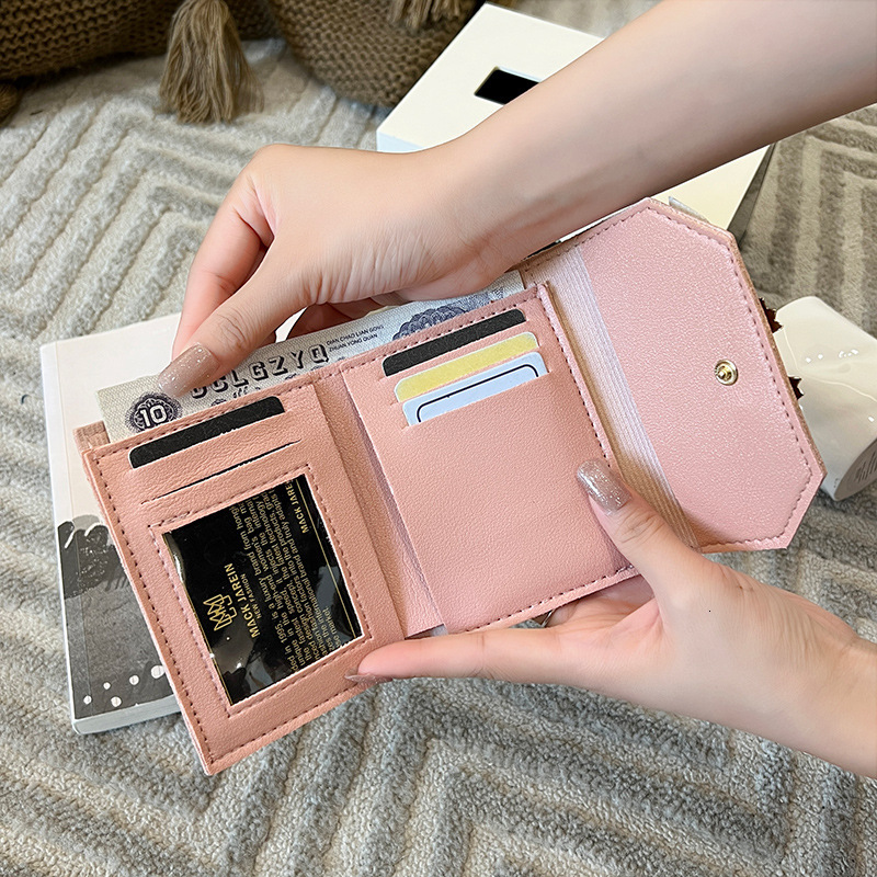 Butterfly Bow Short Three Fold Magnetic Buckle Designer Women's Wallet Mini Cheap Small Bag