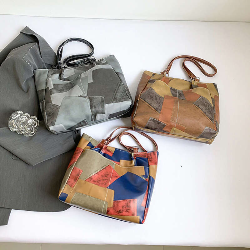 Designer Bag Patchwork PU Leather Casual Tote Bags For Women, Large Capacity Commuting Shoulder Bag, Ladies Handbags For Travel Shopping