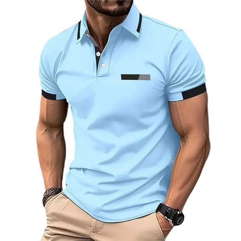 Mens contrasting decorative design casual lapel button short Slve printed shirt mens clothing European measurement W241104
