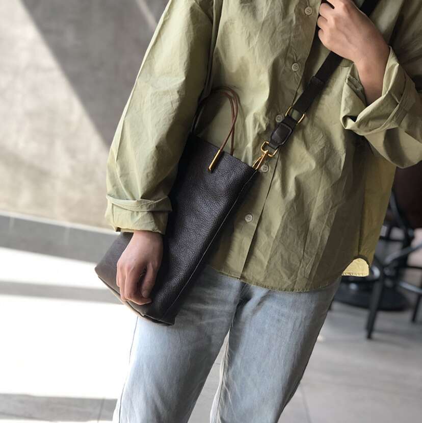 OLOEY Bucket Genuine Leather Women Bag New Retro Nature Soft Cowhide Handbag Versatile Designer High Quality Shoulder Bags