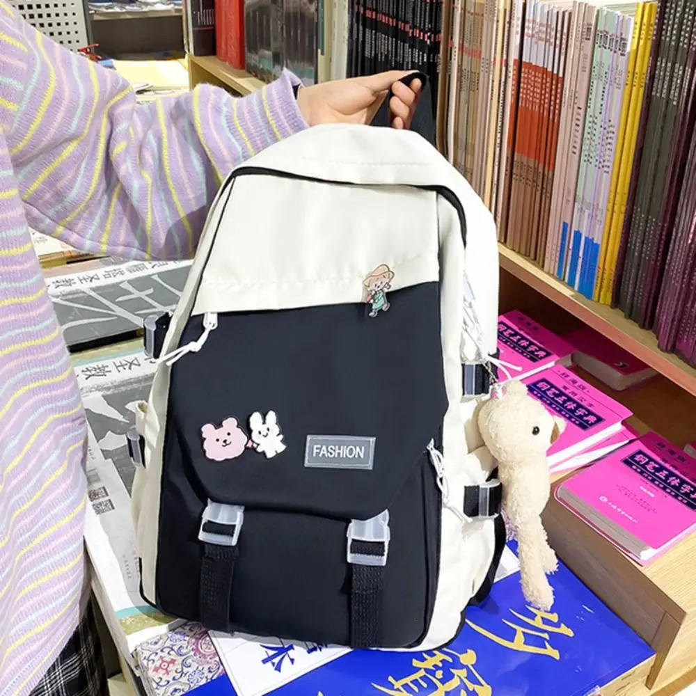Waterproof Teenage Nylon Book Bag Large Capacity College Backpack Fashion School Cute Girls Boys Travel Backbag y241029