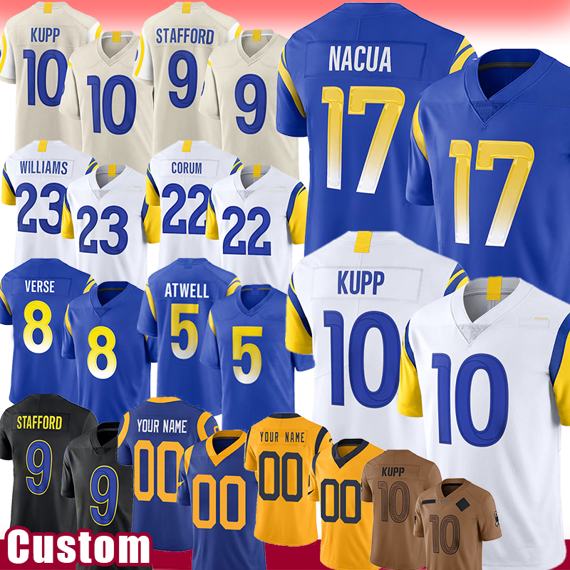Puka Nacua Cooper Kupp Football Jerseys Matthew Stafford Kyren Williams whittington Blake Jared Verse Tutu Atwell Braden Fiske Leonard Floyd Jimmy Garoppolo