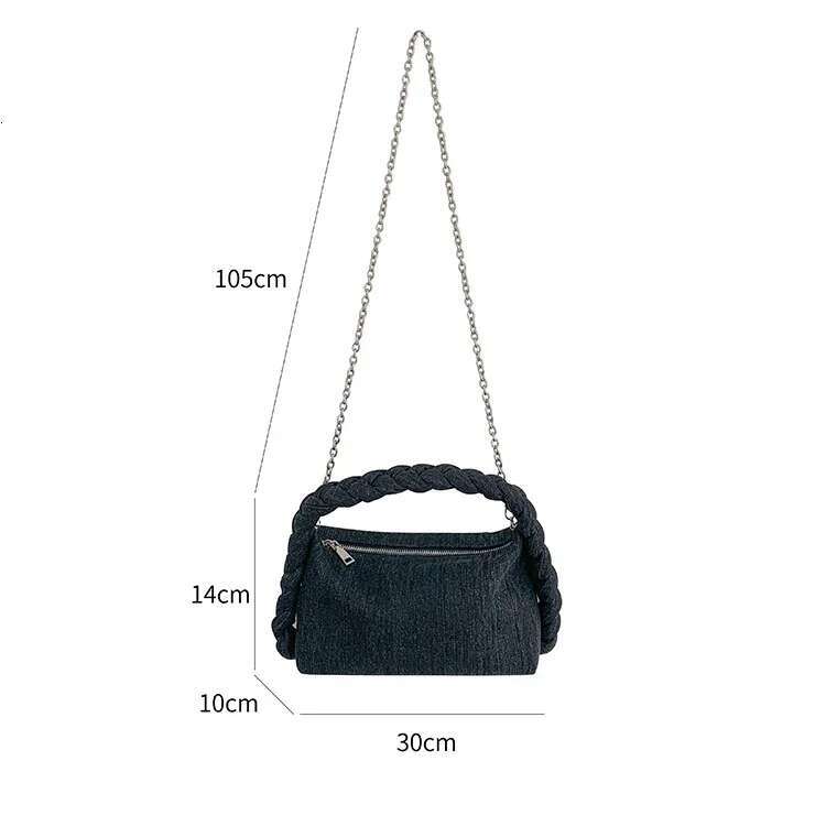 Hand-woven chain messenger women's versatile denim handbag fashion bag handbags for women