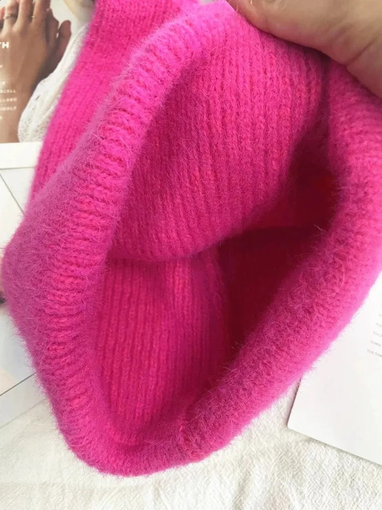 Winter Lovely Rabbit Long Ear Beanies for Girl Cute EarHats Women Solid Color Kawaii Skullies Student Hat Female 241105