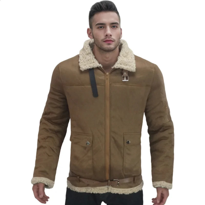 Mens Winter Zipper Fleece Jacket Cold Warm Wool Coats Street Windproof Casual Clothing Outerwear Lapel Jackets S5XL 241105