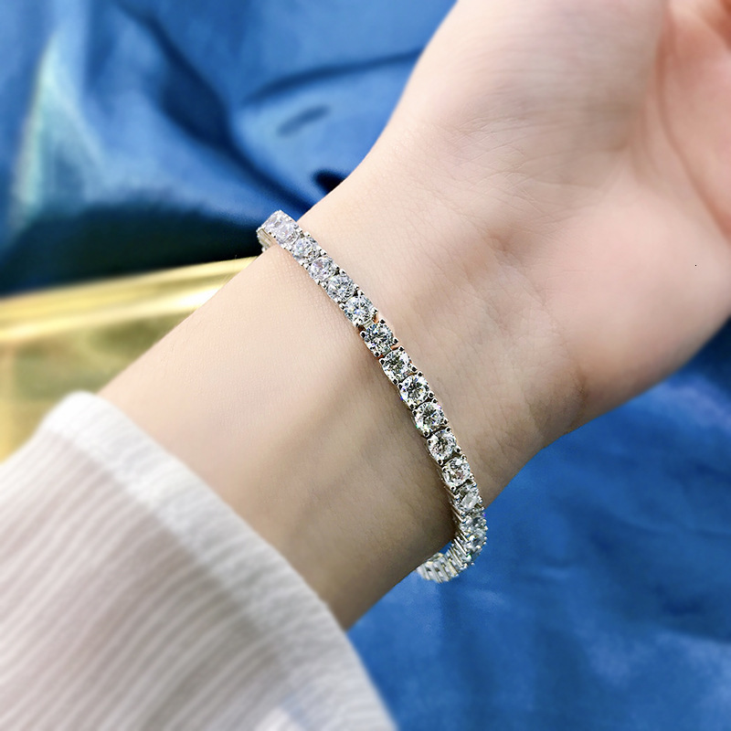 3mm 4mm Moissanite Tennis Bracelet Full Dia GRA Sier Plated Wedding Party Jewelry Bracelets for Women Man