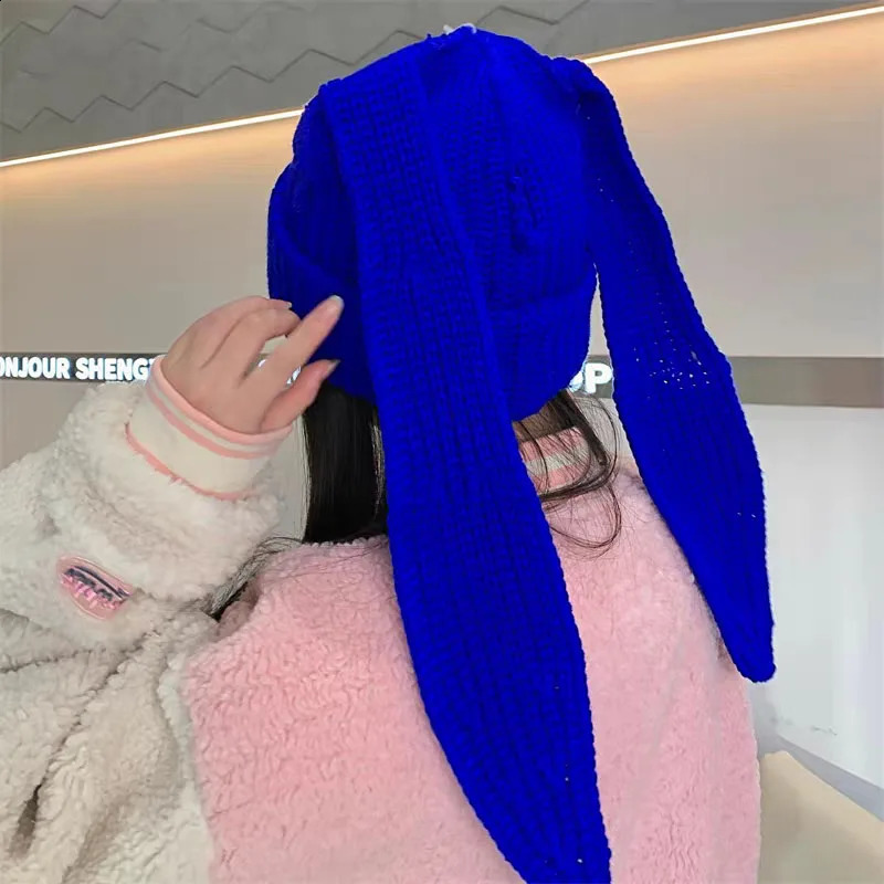 Y2k Knitted Wool Rabbit Ears Hat Love Boy n Personality Men Women Cute Fashion Warm Autumn Winter Trendy Hats 241105
