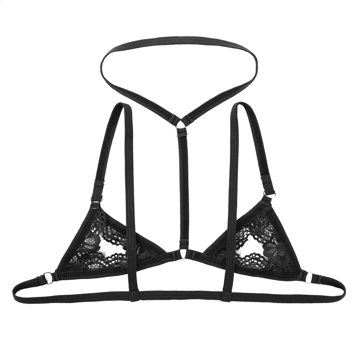 Mens Erotic Sissy Underwear Bra Lace Lingerie Halter Neck Adjustable Spaghetti Straps Wirefree Unlined Mini Tops Sexy 241105